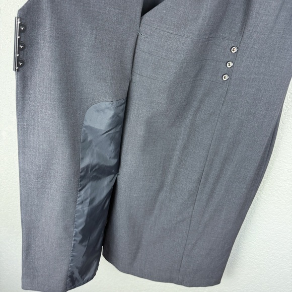 Calvin Klein Cap Sleeve Wrap Dress, Charcoal Gray 10 - EUC, Sheath, Midi, V Neck - Picture 7 of 10